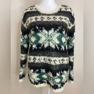 Vintage Gap Hand Knit Mohair Alpaca Blend Cozy Snowflake Fair Aisle Sweater M